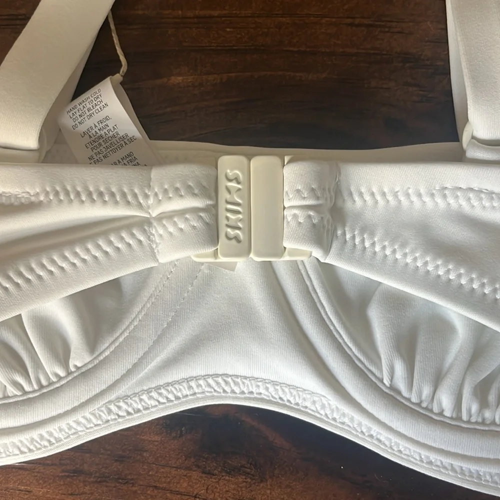 NWT Skims sculpting swim ruched lined bikini top marble New
